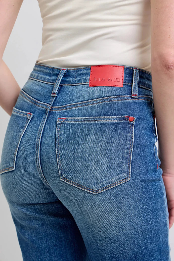 Judy Blue Plaid Cuffed Jeans