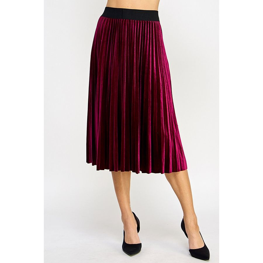 Aria Pleated Velvet Skirt
