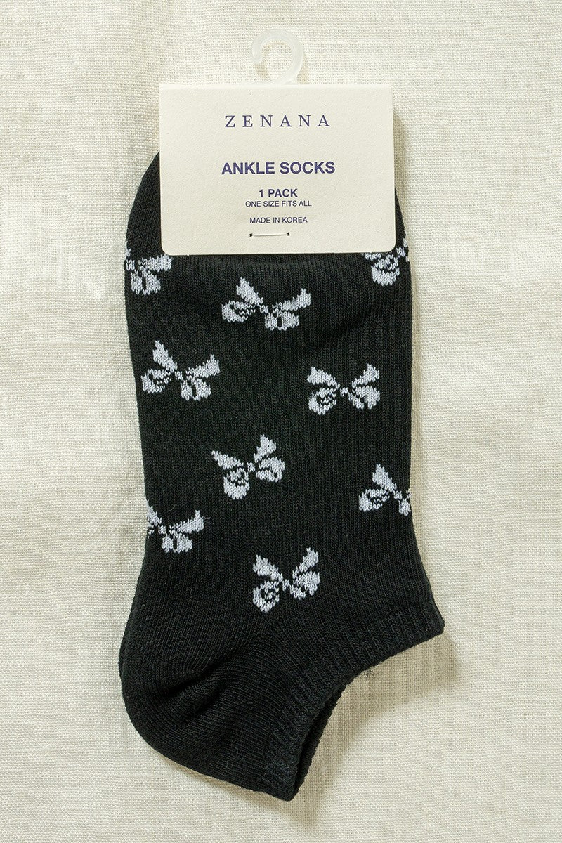 Ribbon Printed Ankle Socks