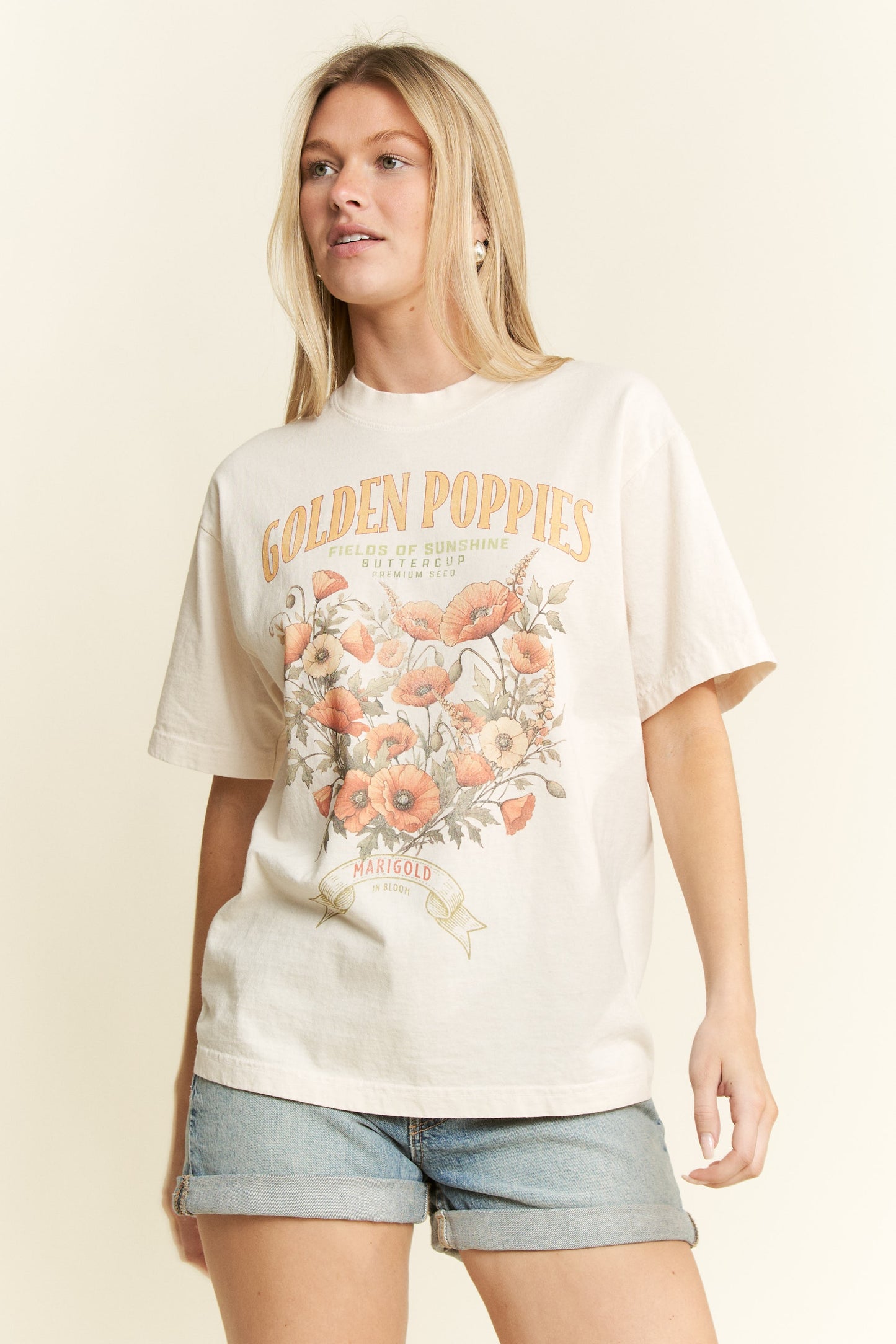 Golden Poppies Cotton Graphic Tee
