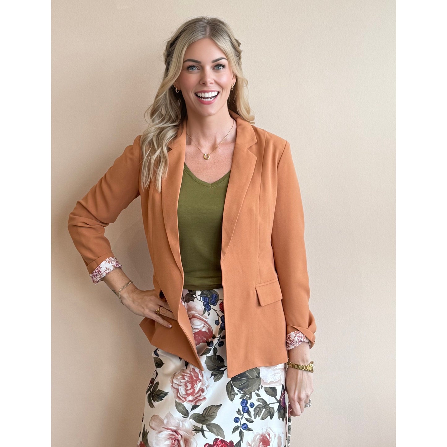 Classic Pattern Cuff Blazer