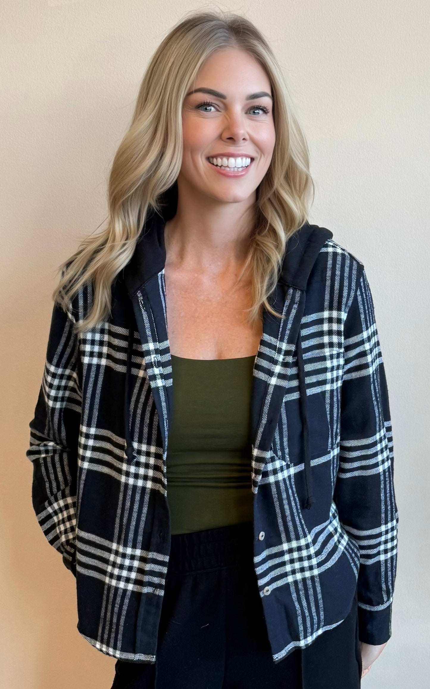Weekend Vibes Plaid Hoodie