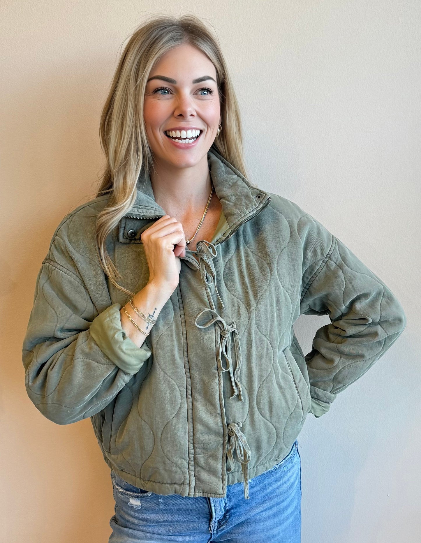 The Quilted Tie Front Jacket