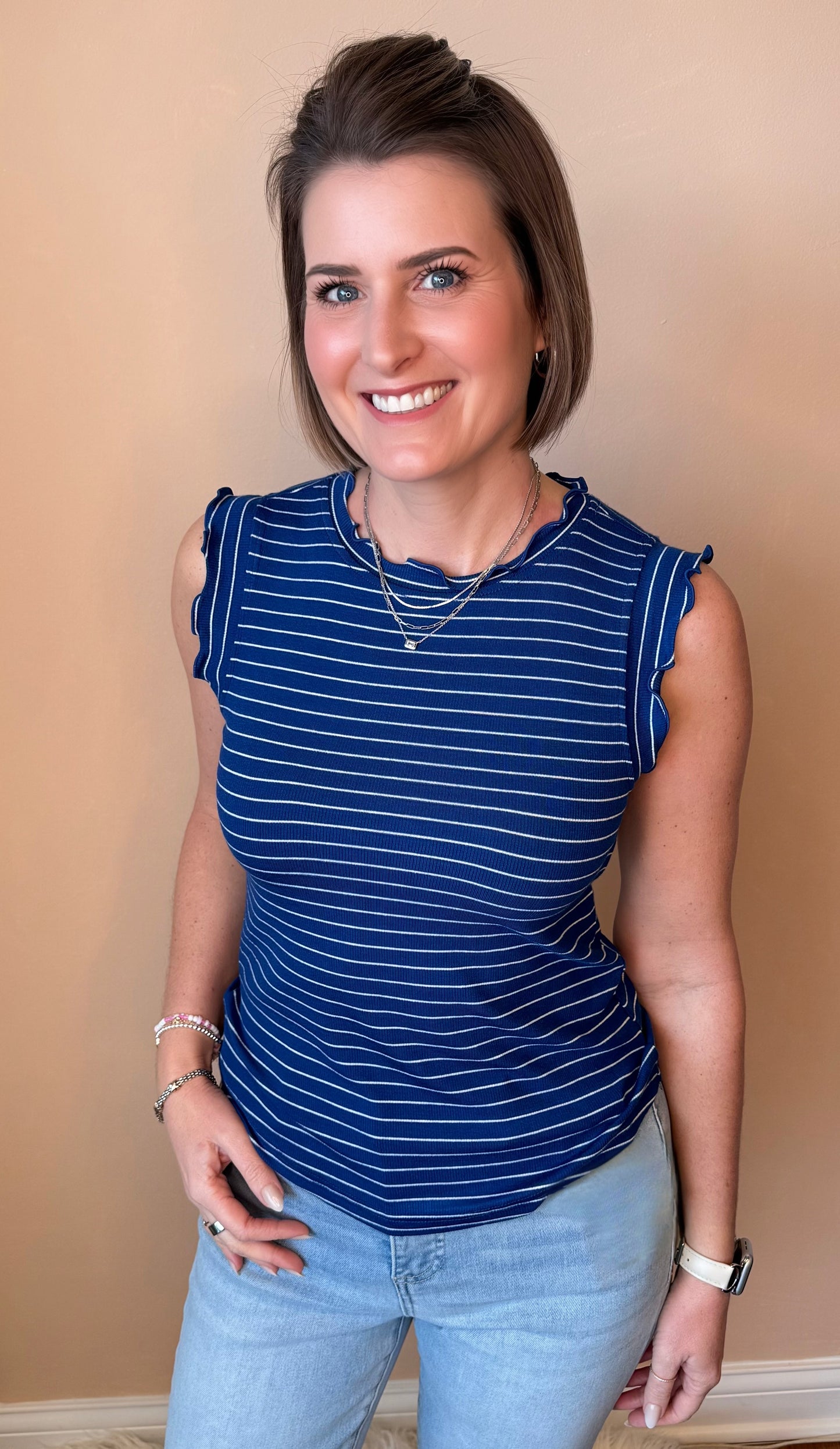 Fiona Ruffle Striped Tank