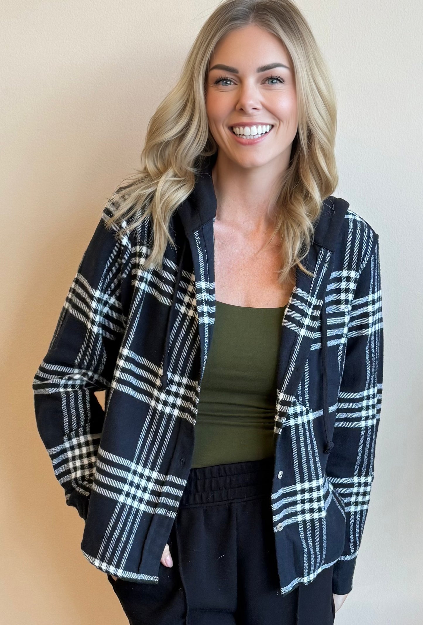 Weekend Vibes Plaid Hoodie