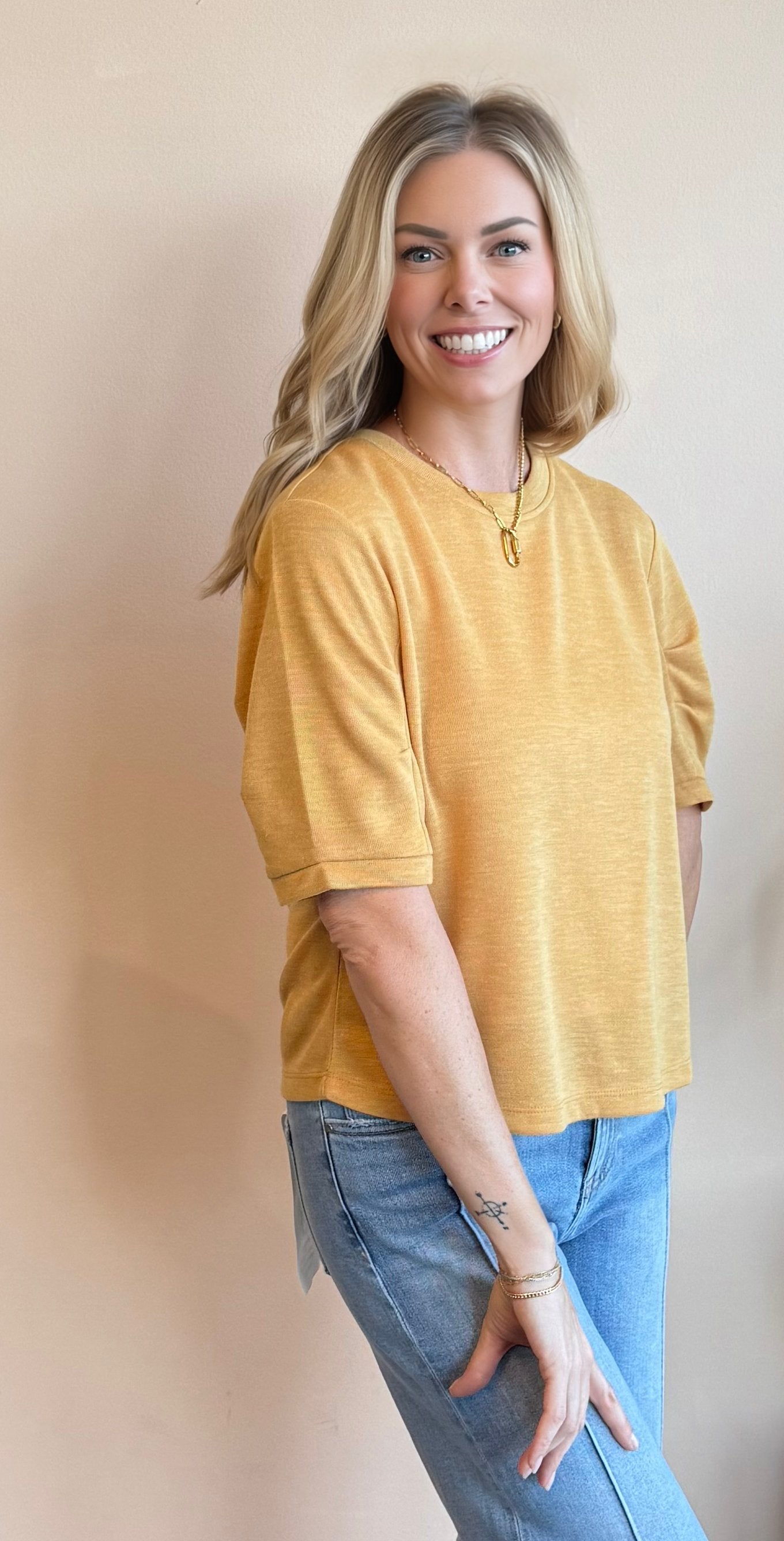 Amara Ruched Sleeve Tee