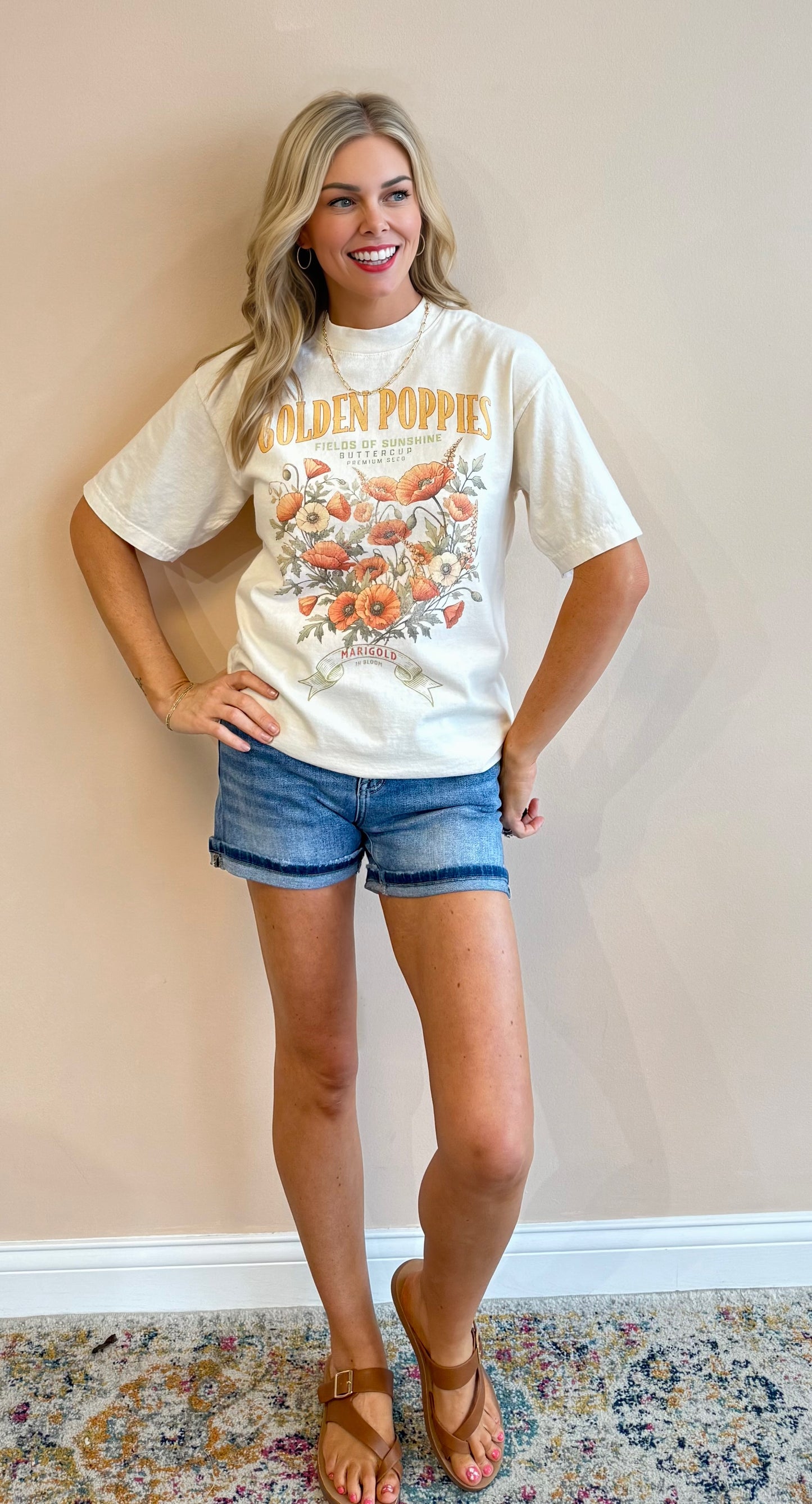 Golden Poppies Cotton Graphic Tee