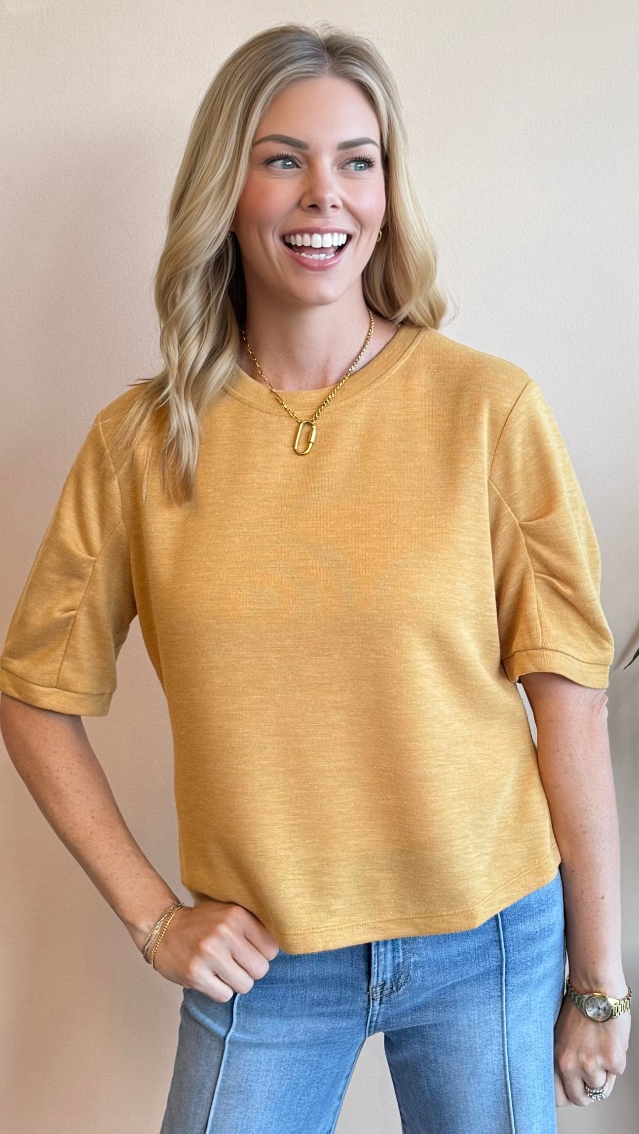 Amara Ruched Sleeve Tee