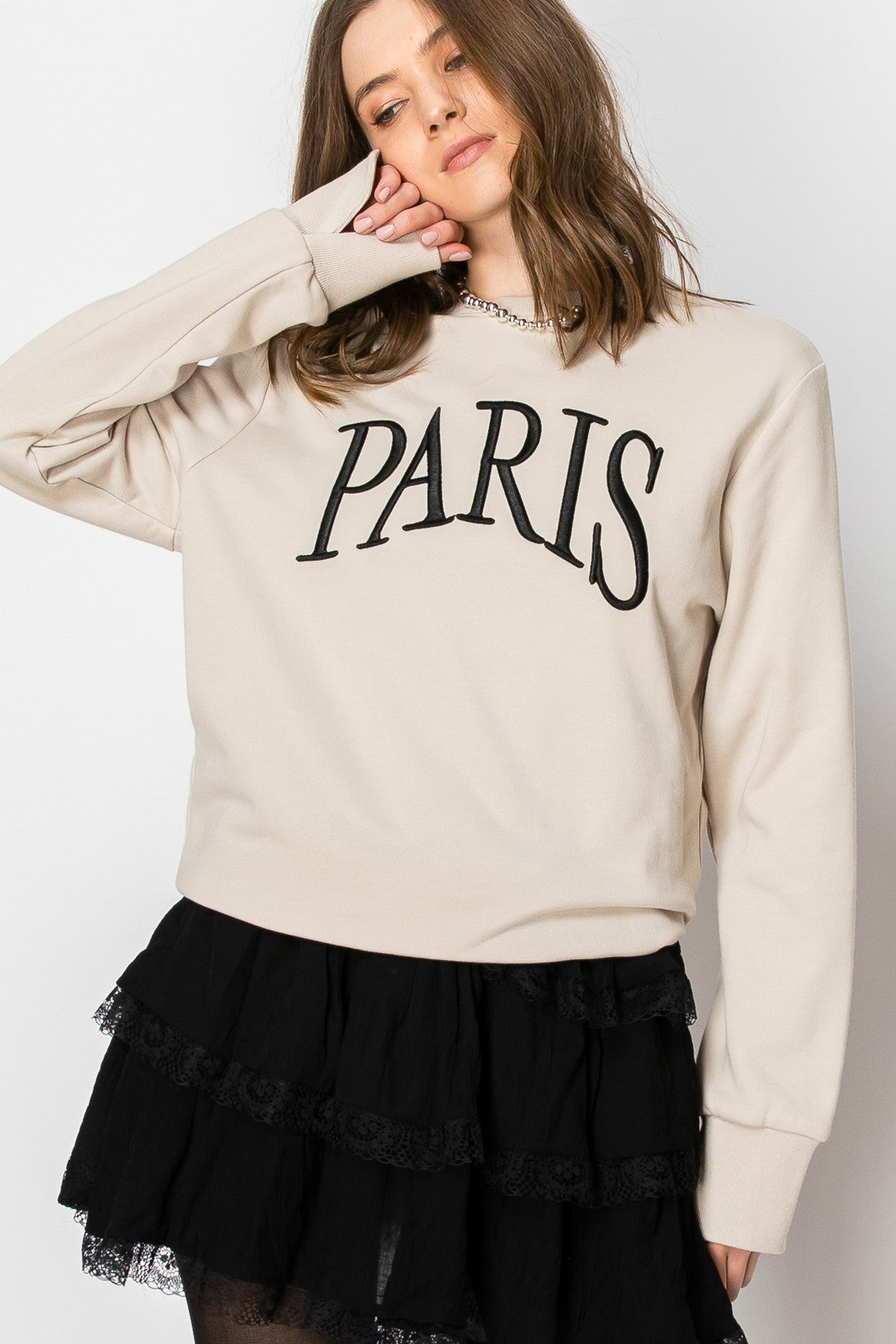 Paris Embroidered French Terry Sweatshirt