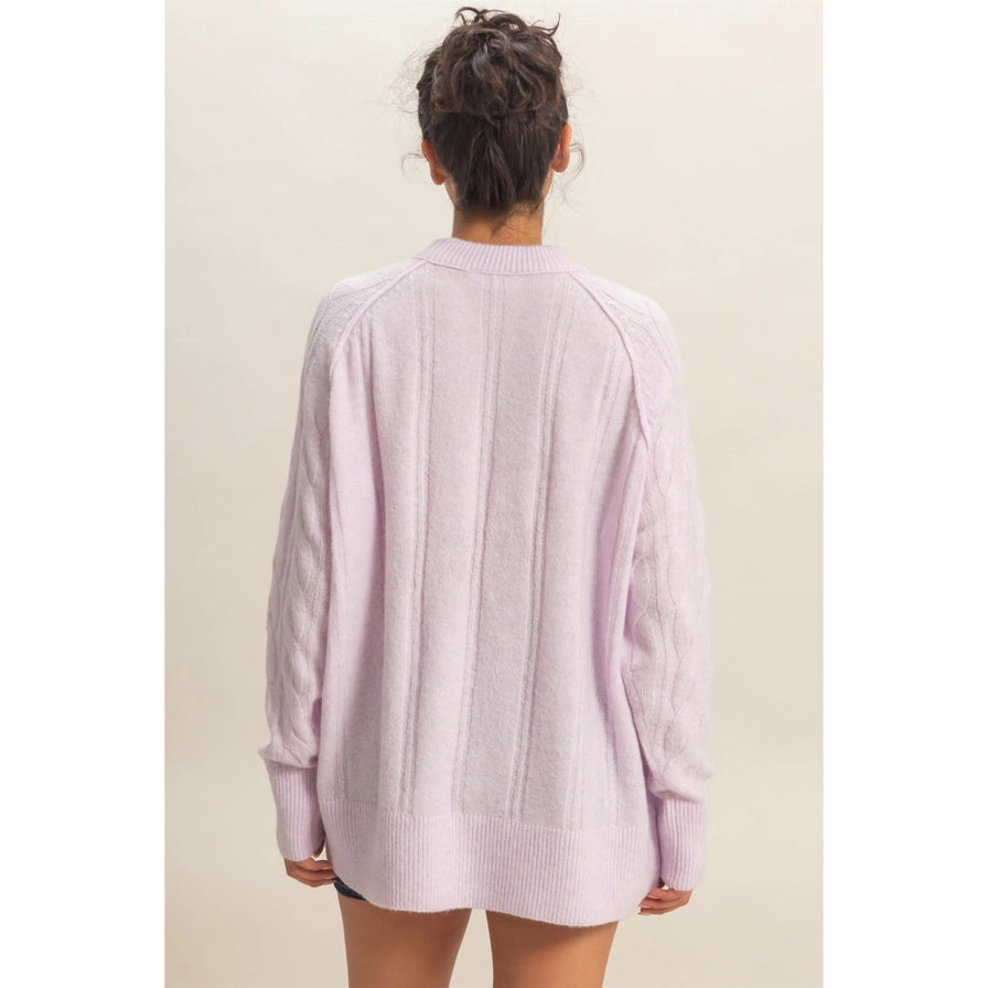 Lavender Dreams Cable Knit Sweater