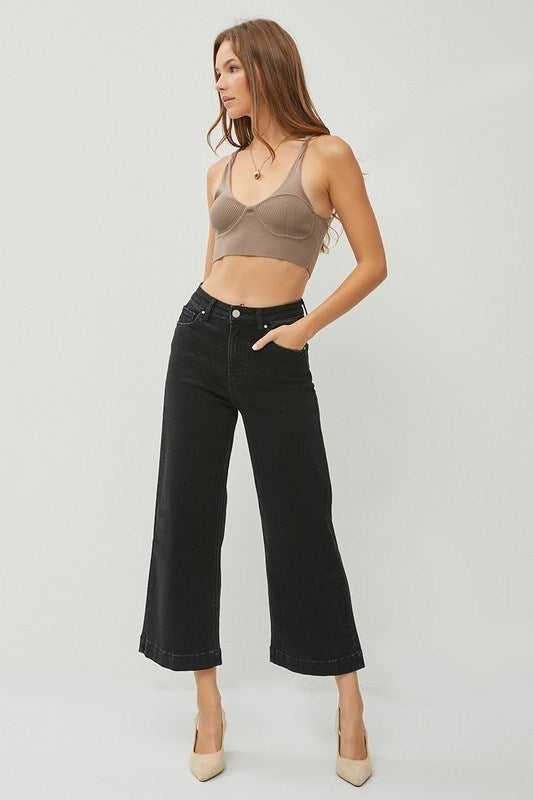 Risen Natalie Wide Leg Crop Jeans