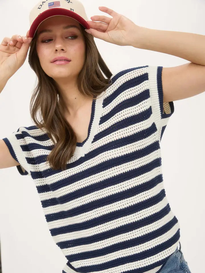 Julie Crochet Striped Top