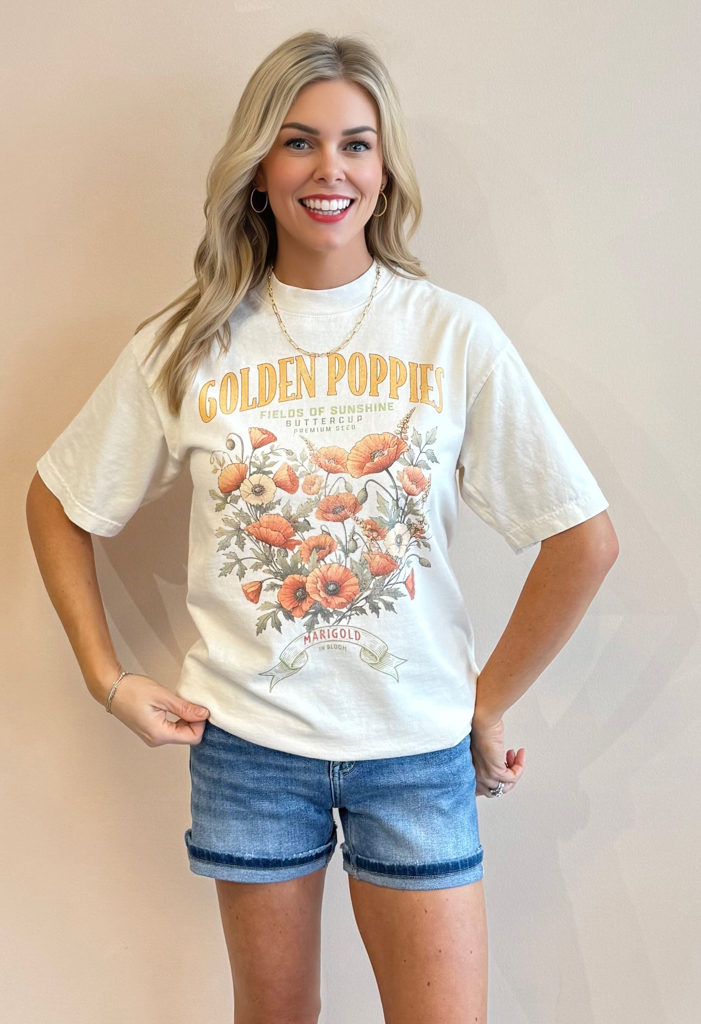 Golden Poppies Cotton Graphic Tee