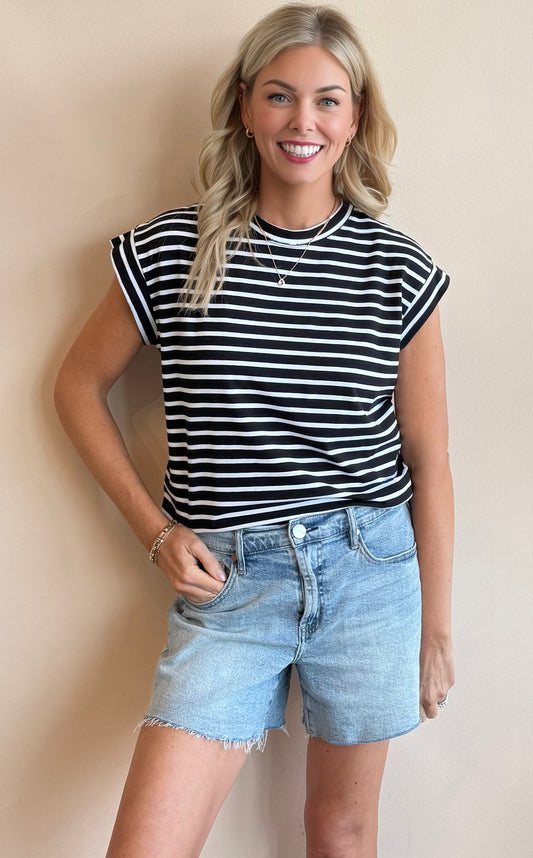 Parker Striped Short Sleeve Top