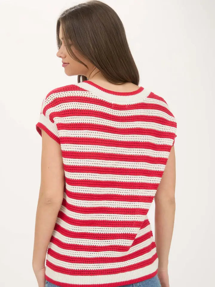 Julie Crochet Striped Top