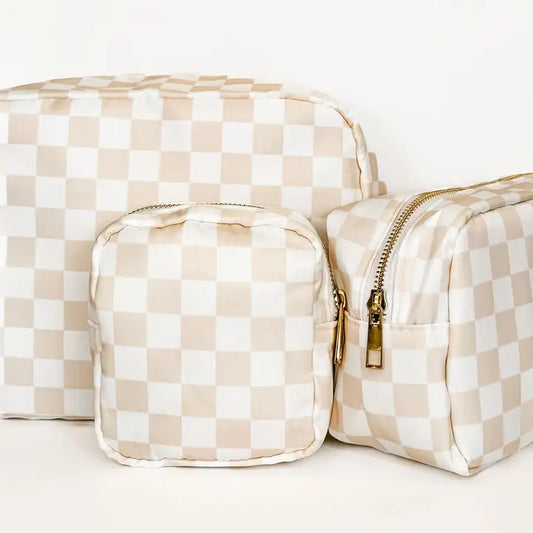 Checkered Cosmetic Bag