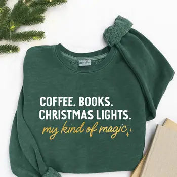 Coffee Books and Christmas Sweatshirt