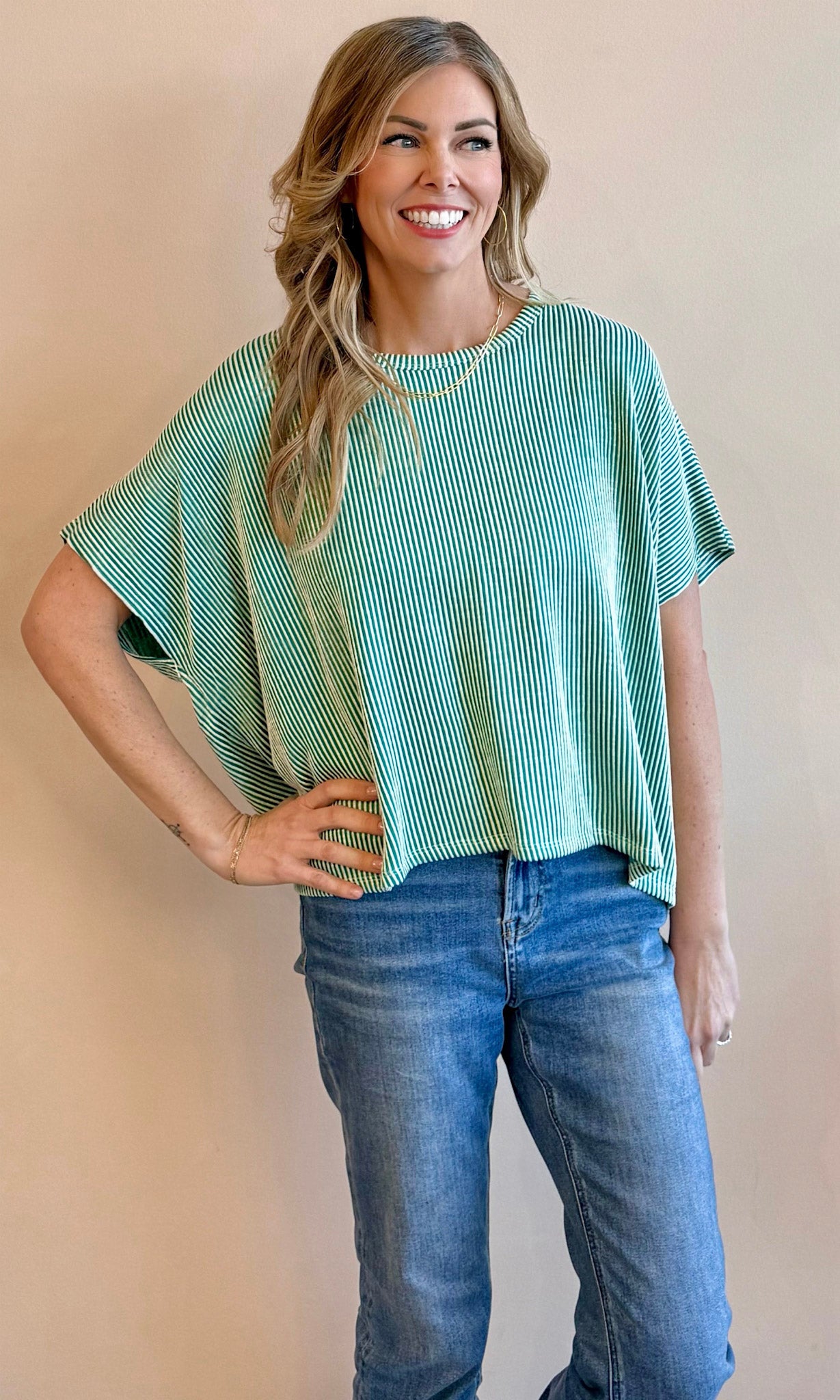 Reagan Striped Boyfriend Tee