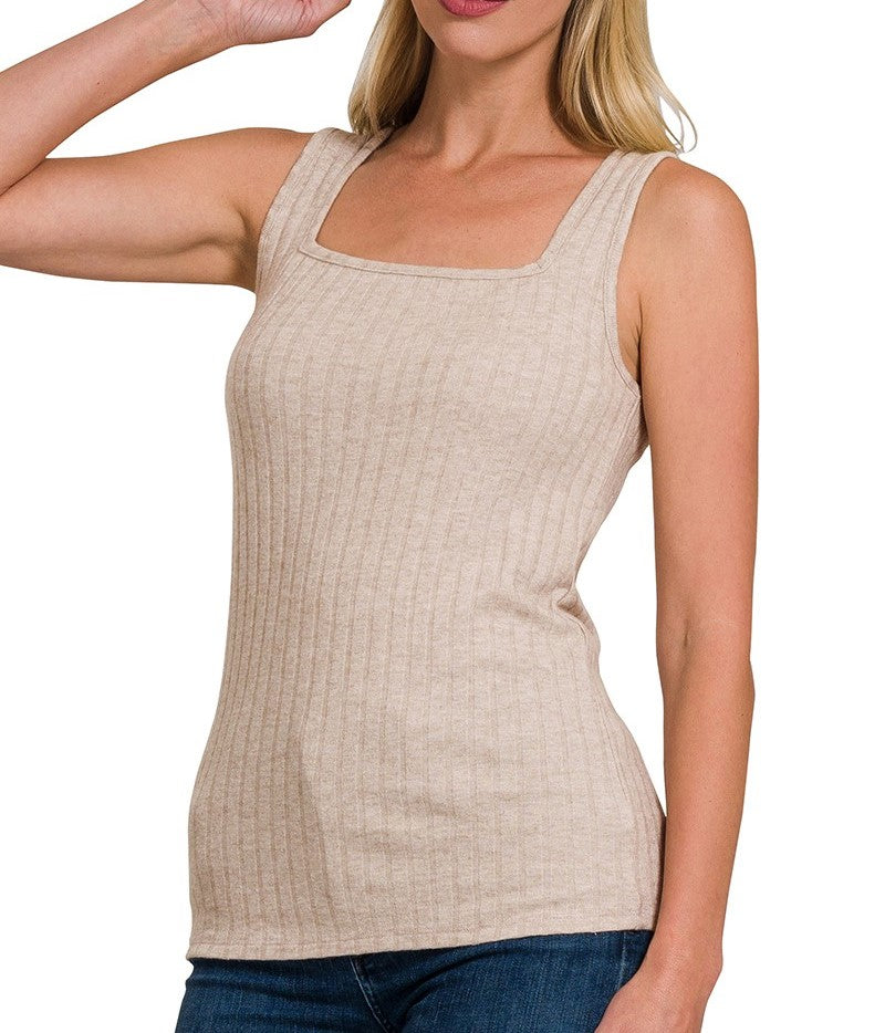 Ribbed Square Neck Tank