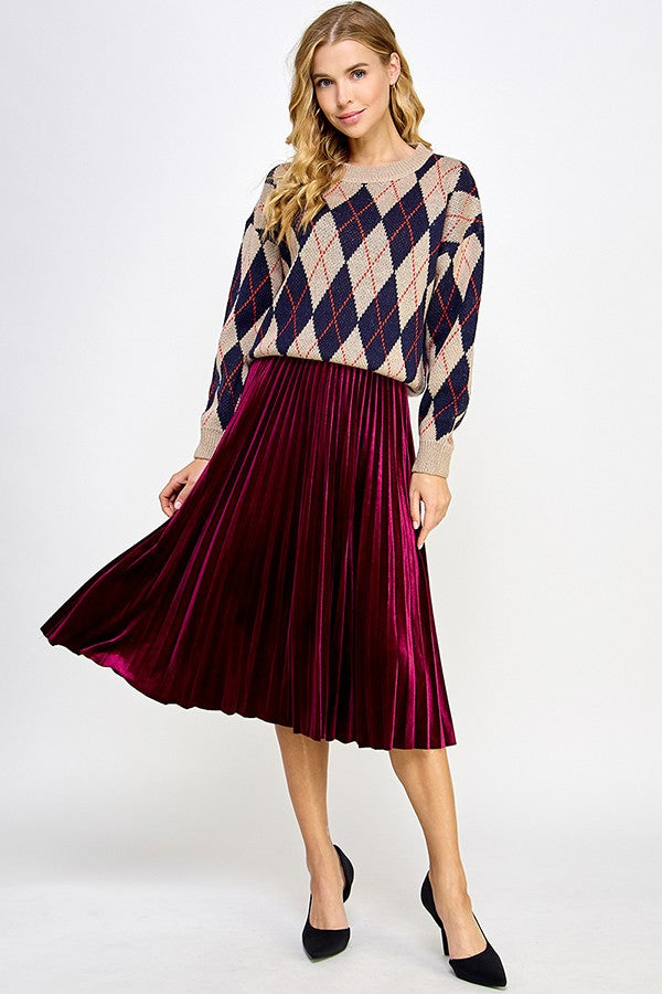 Aria Pleated Velvet Skirt