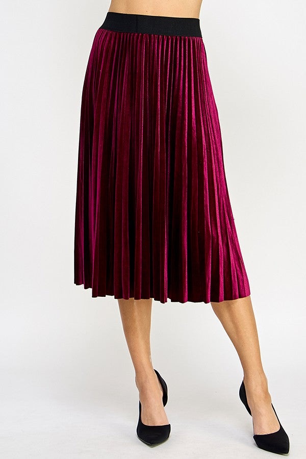 Aria Pleated Velvet Skirt