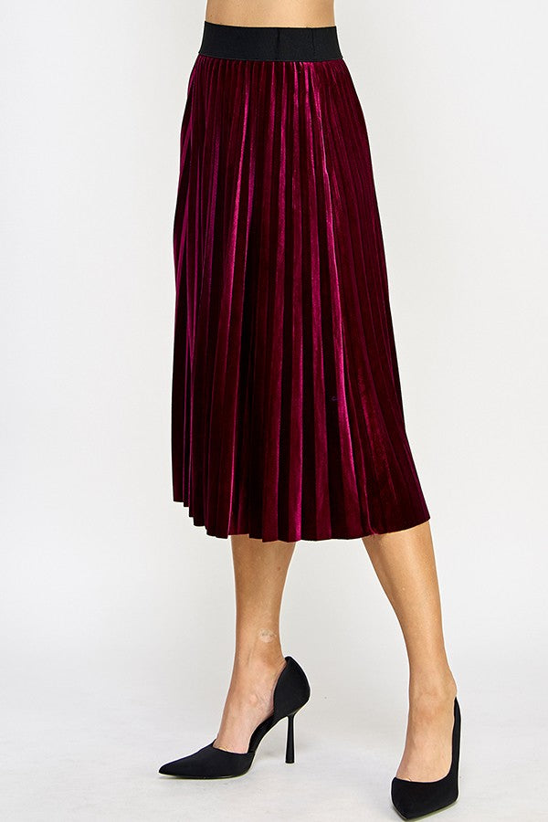 Aria Pleated Velvet Skirt