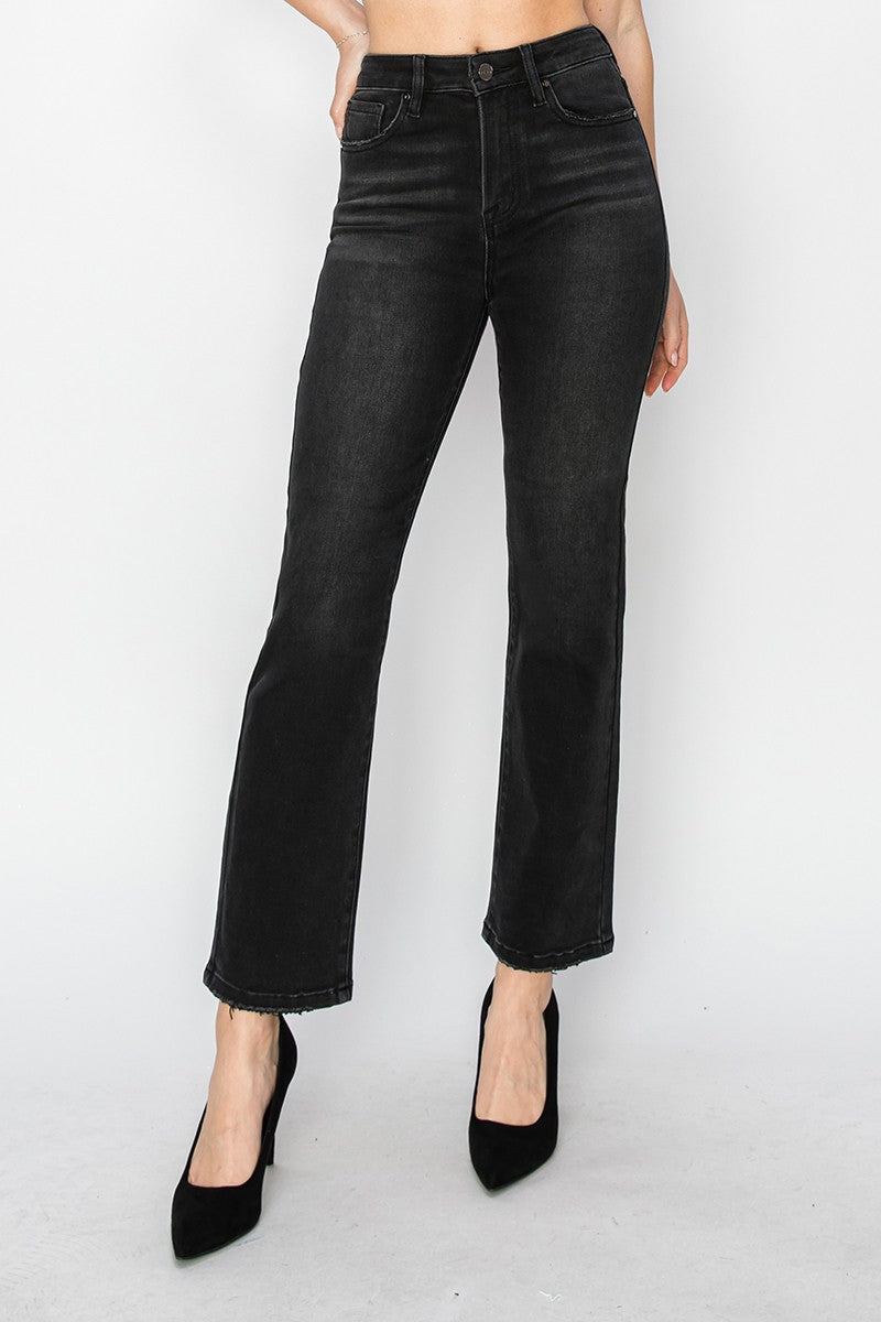 Risen Crop Straight Jeans