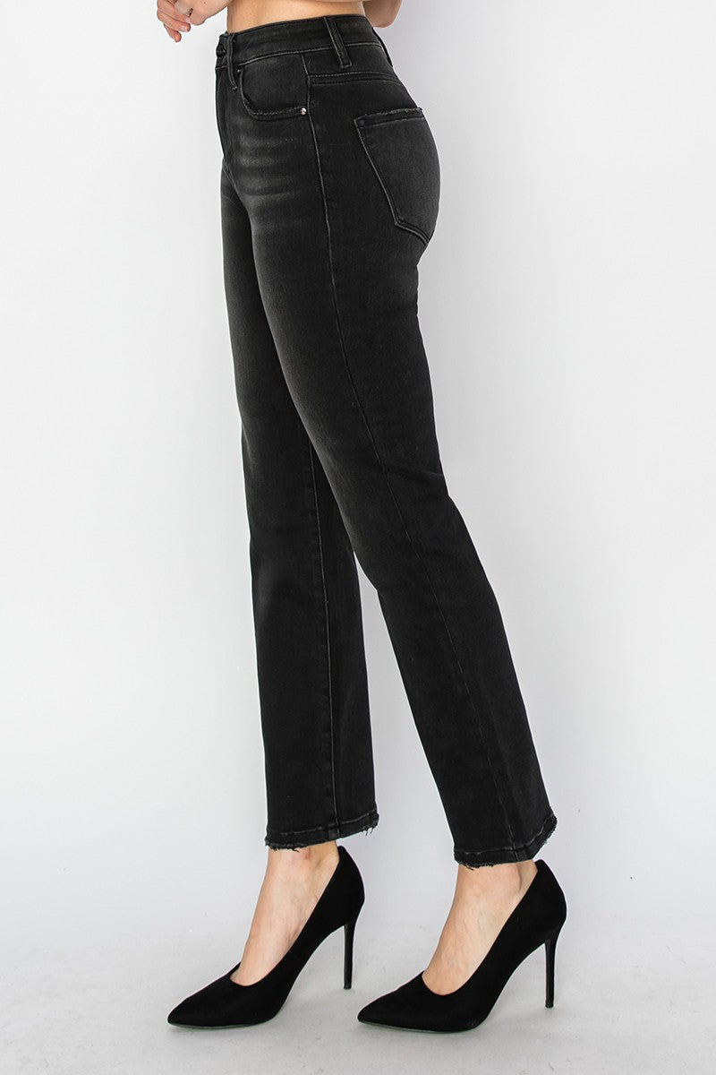 Risen Crop Straight Jeans