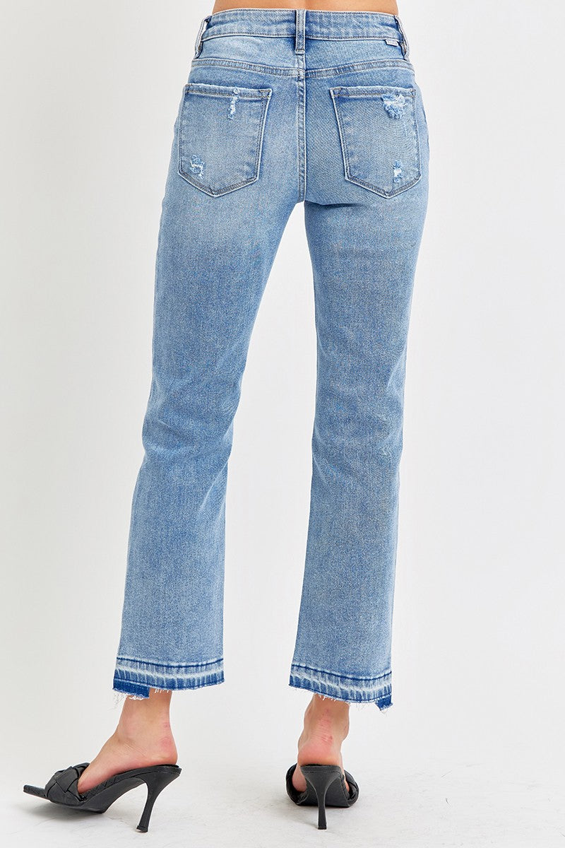 Risen Mid Rise Step Hem Straight Jean