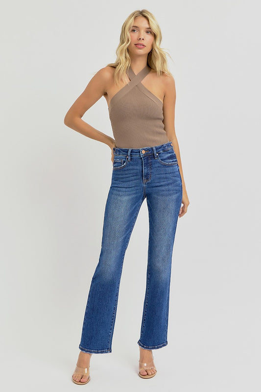 Risen Tummy Control Ankle Straight Jeans