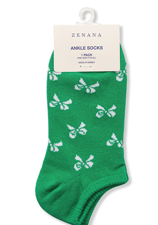 Ribbon Printed Ankle Socks