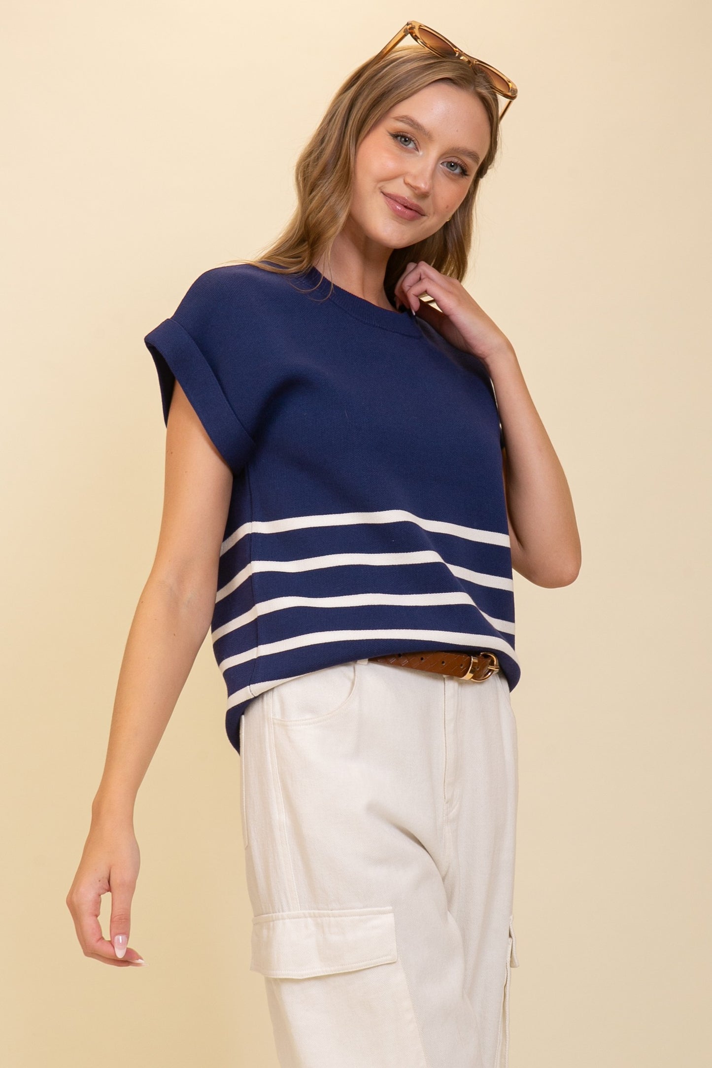 Lila Short Sleeve Stripe Sweater