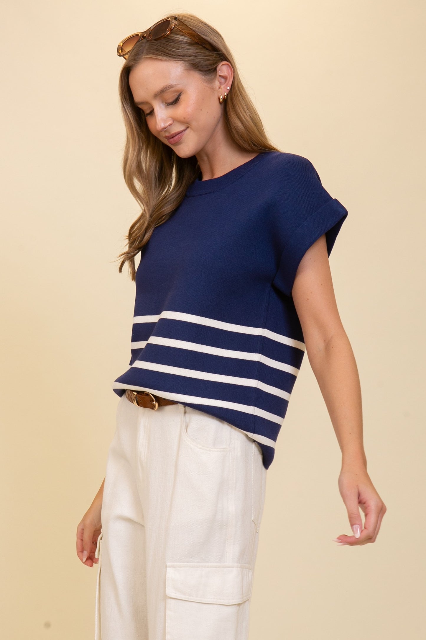 Lila Short Sleeve Stripe Sweater