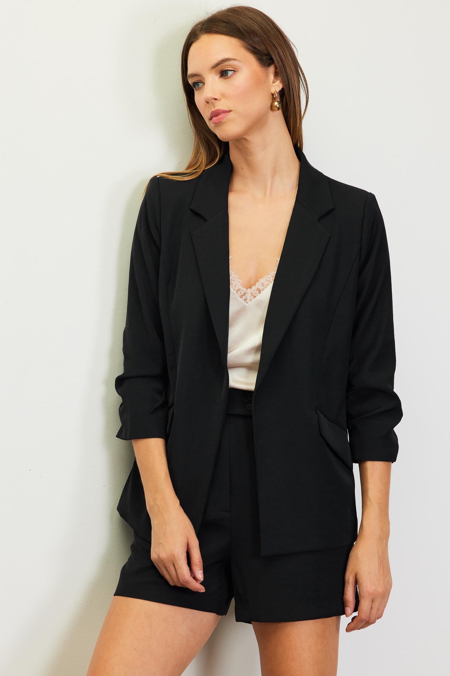 The Clover Ruched Sleeve Blazer