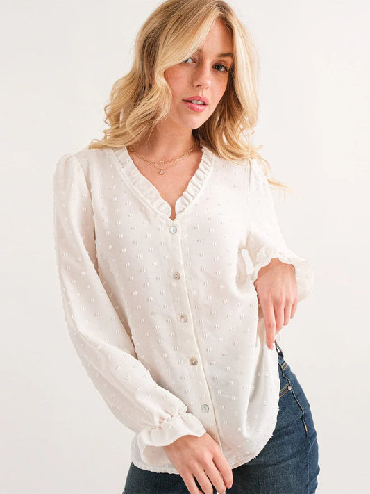 Maggie Long Sleeve Dot Print Top