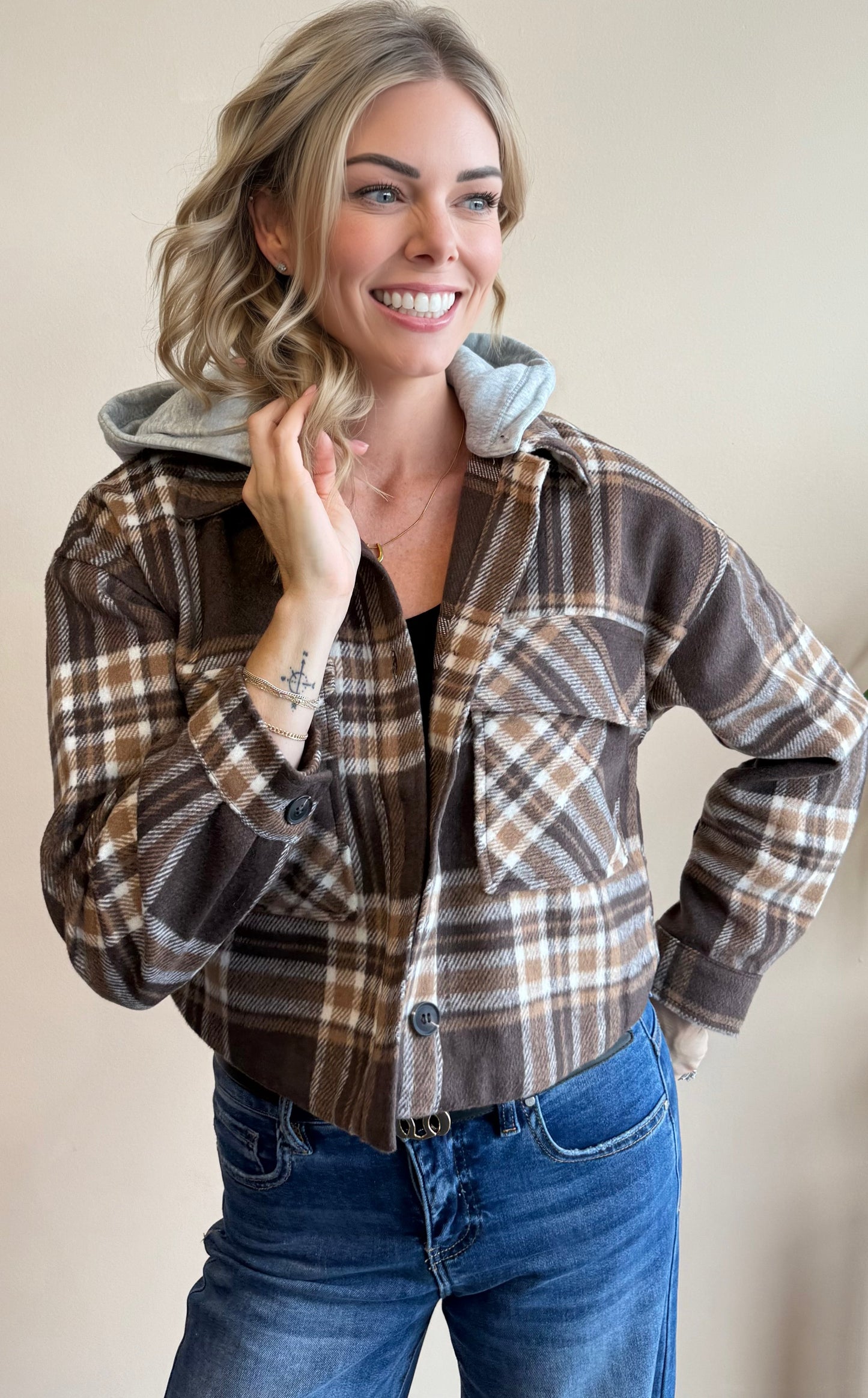 Allie Cropped Hooded Shacket