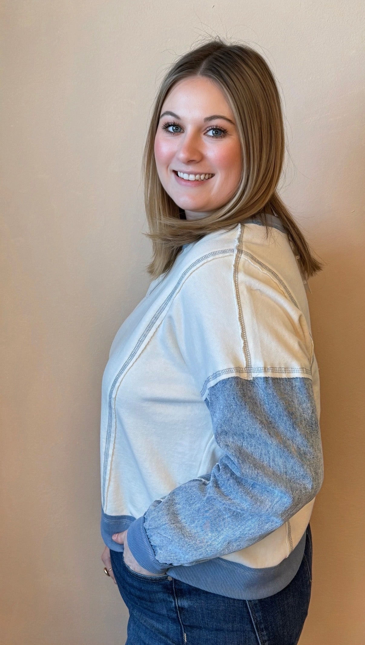 Mellie Mixed Fabric Sweatshirt