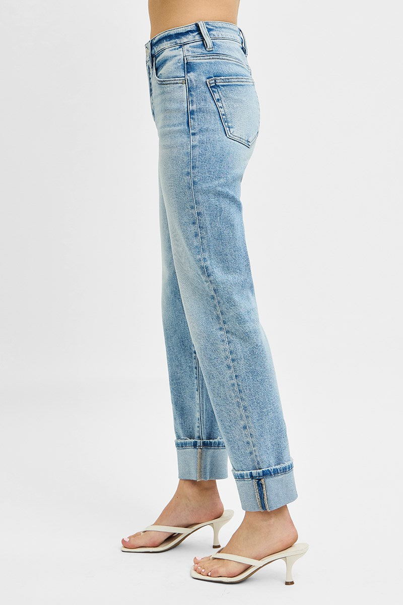 Risen Tummy Control Cuff Jeans