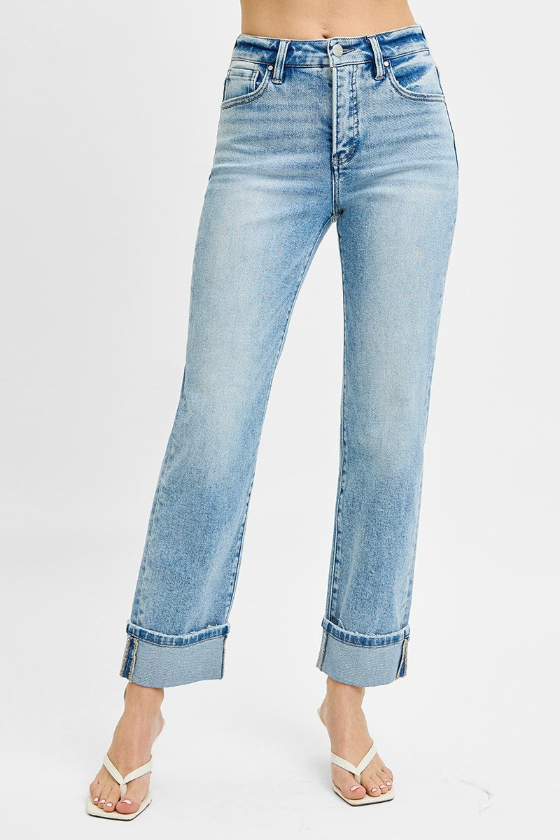 Risen Tummy Control Cuff Jeans