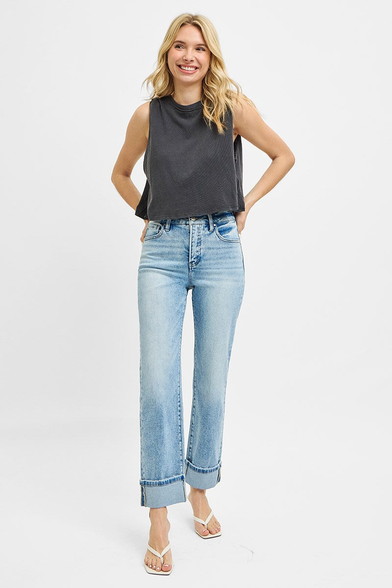 Risen Tummy Control Cuff Jeans