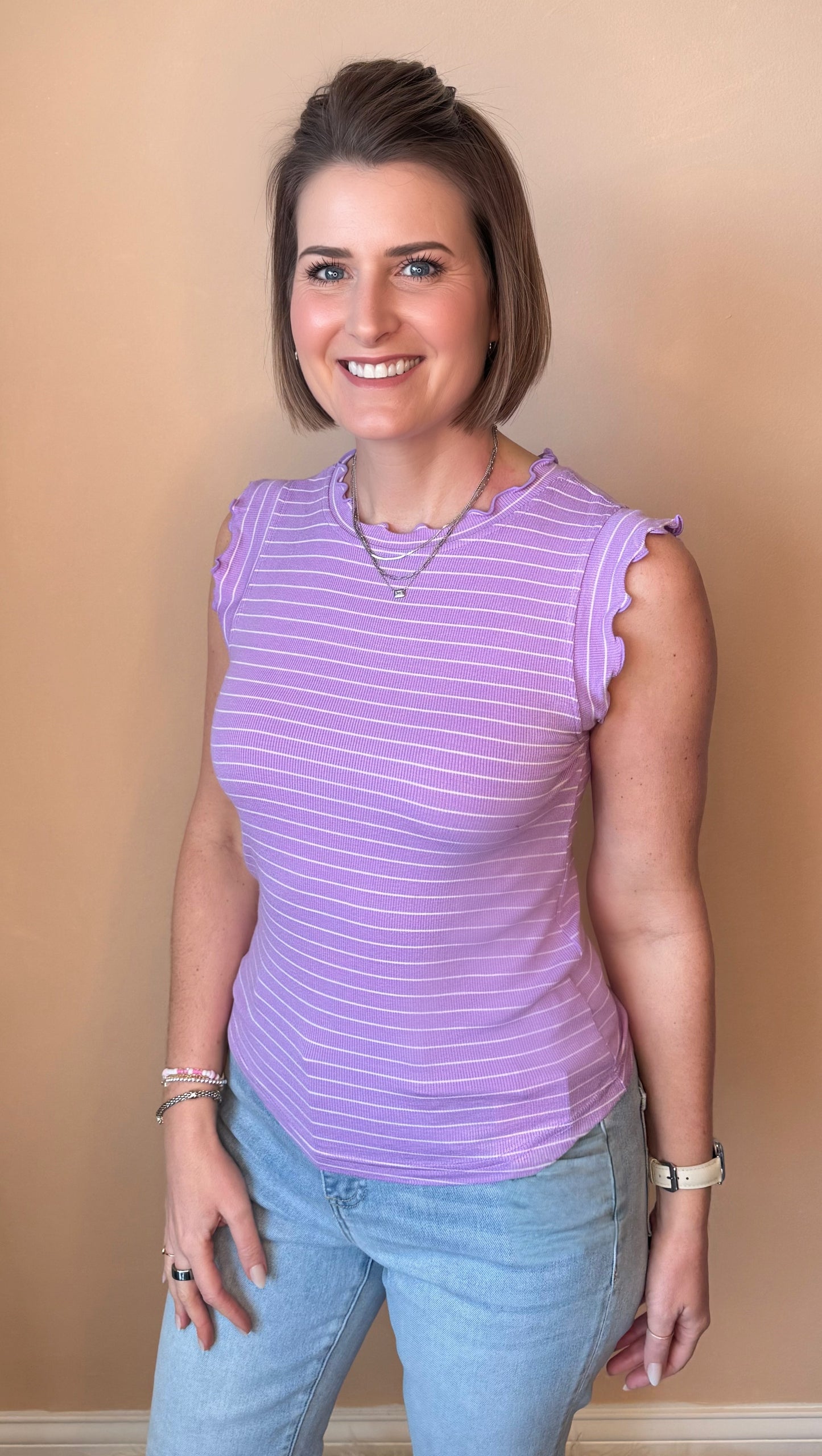 Fiona Ruffle Striped Tank