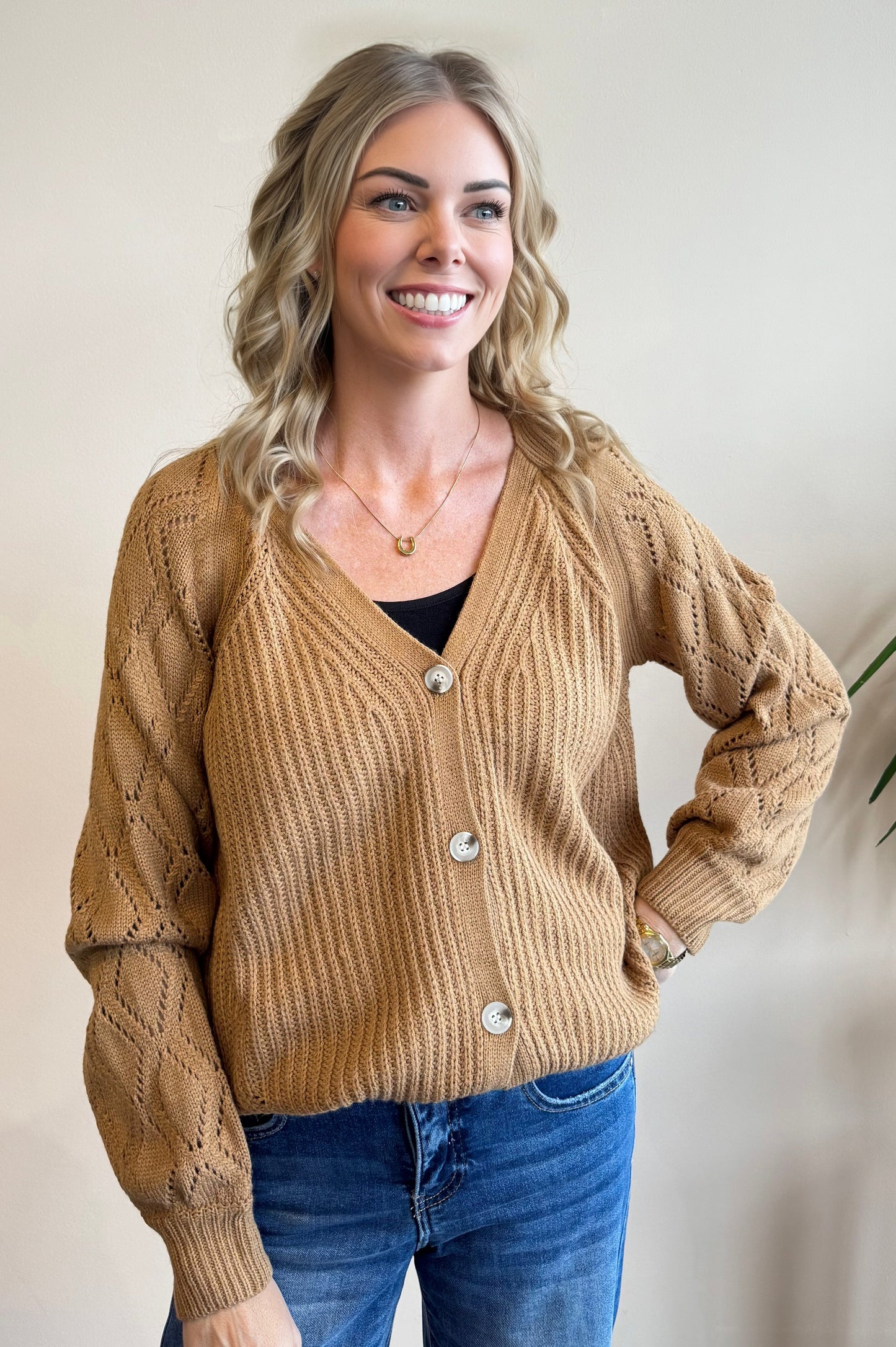 Annalise Button-Front Long Cardigan
