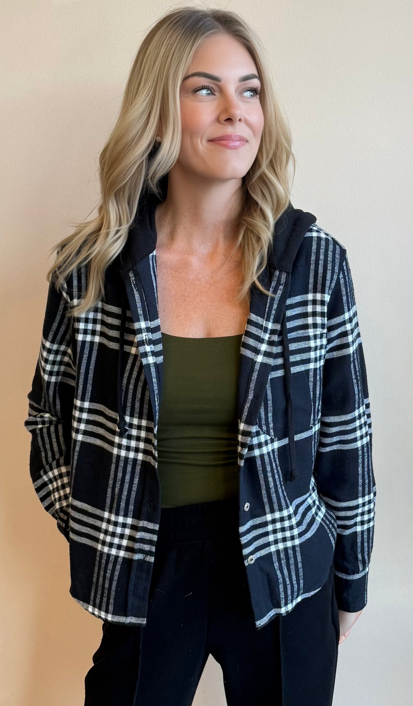 Weekend Vibes Plaid Hoodie