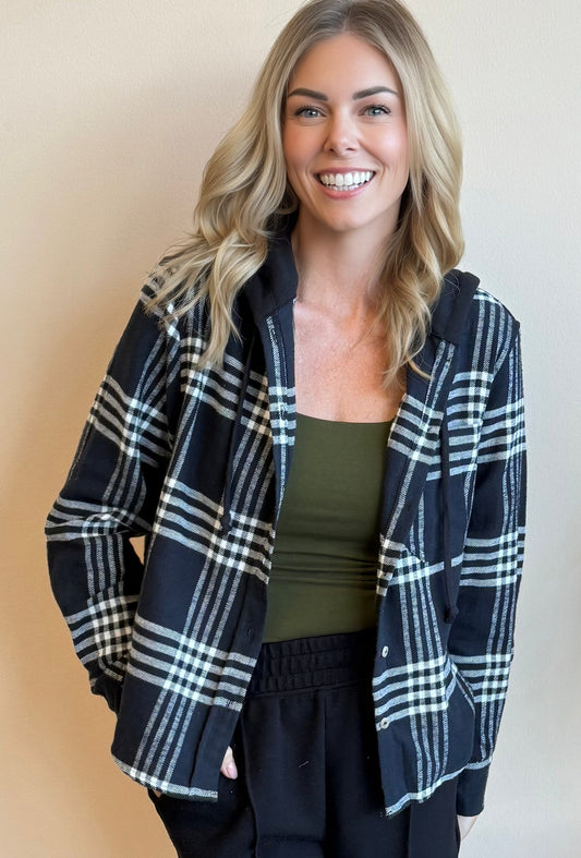 Weekend Vibes Plaid Hoodie