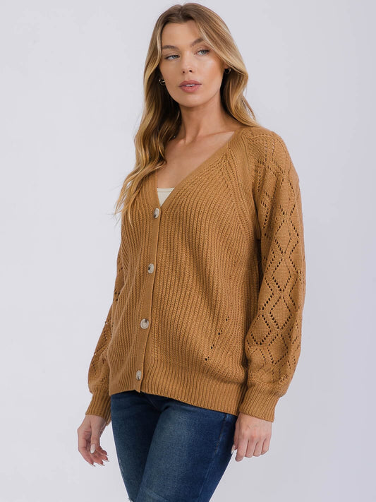 Annalise Button-Front Long Cardigan