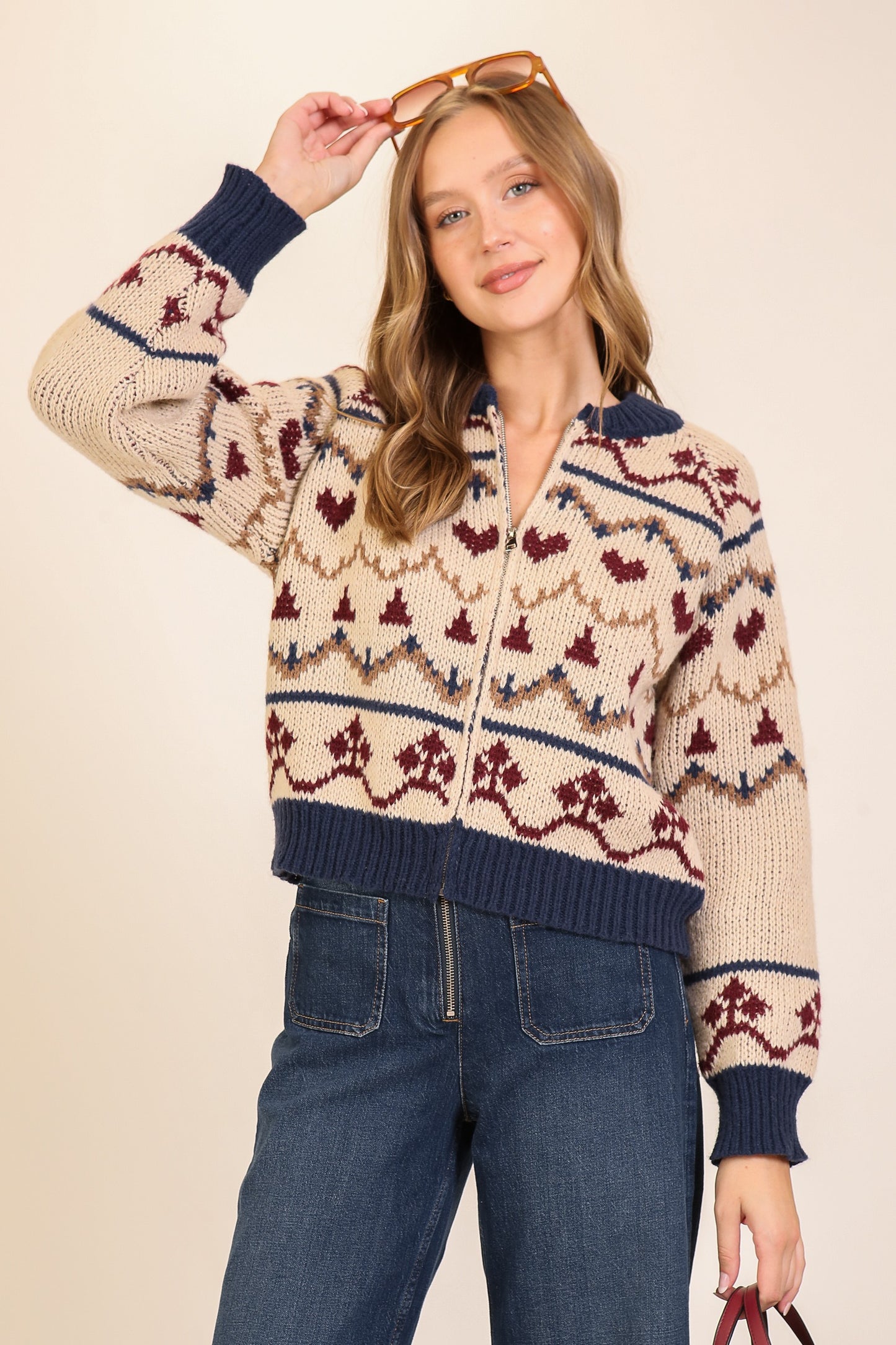 Aspen Nordic Zip Knit Sweater