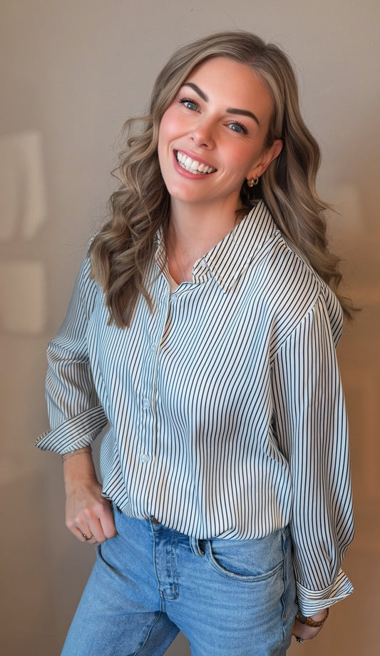Pinstripe Button Down Shirt