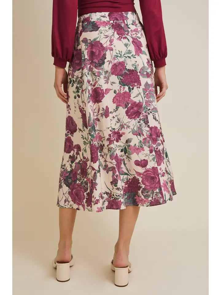Flare Floral Midi Skirt