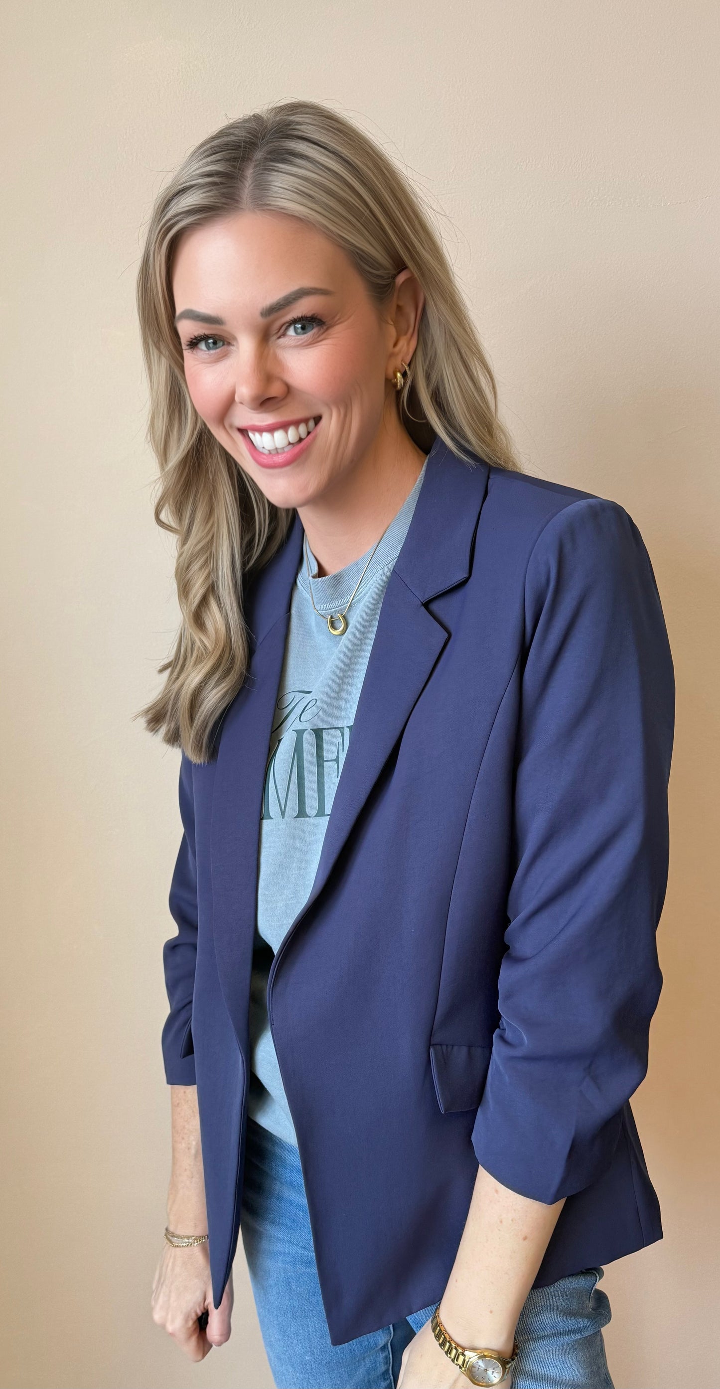 The Clover Ruched Sleeve Blazer