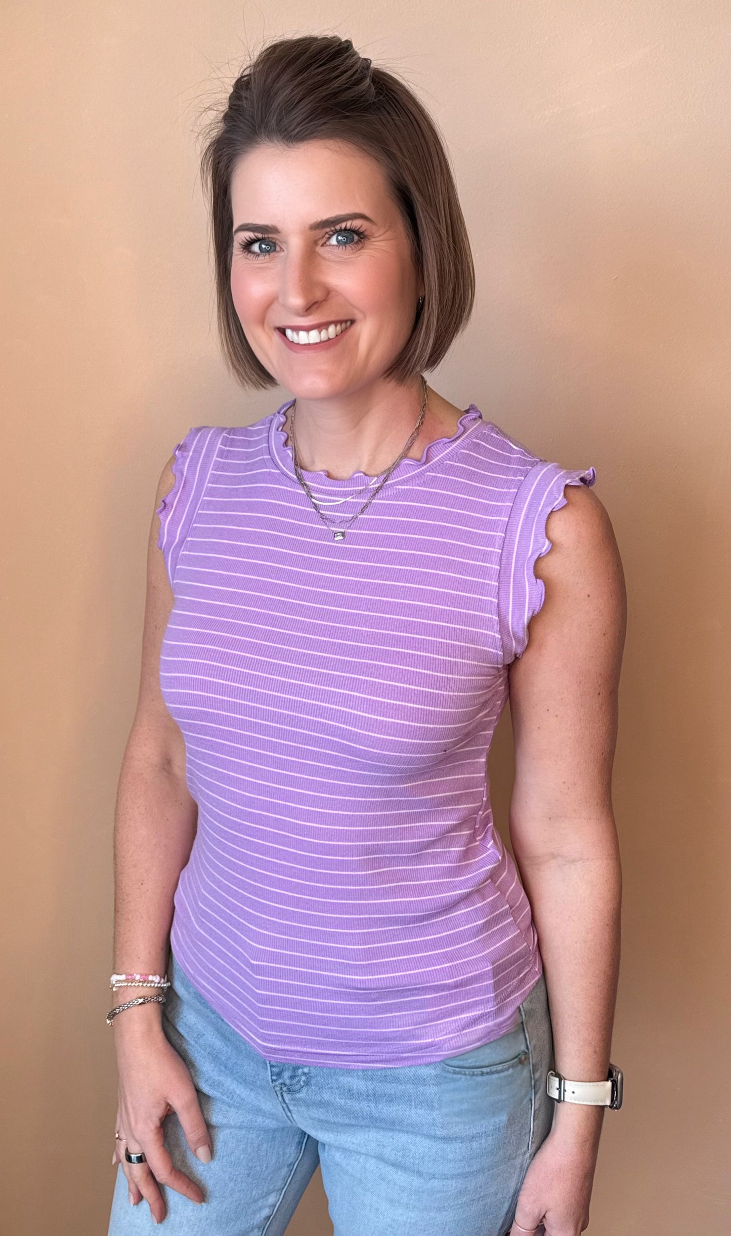 Fiona Ruffle Striped Tank